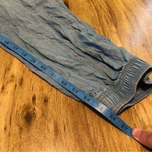 Knox Rose Light Blue Lyocell Jogger Pants Womens Large Drawstring Crop 32x26 - Picture 4 of 8